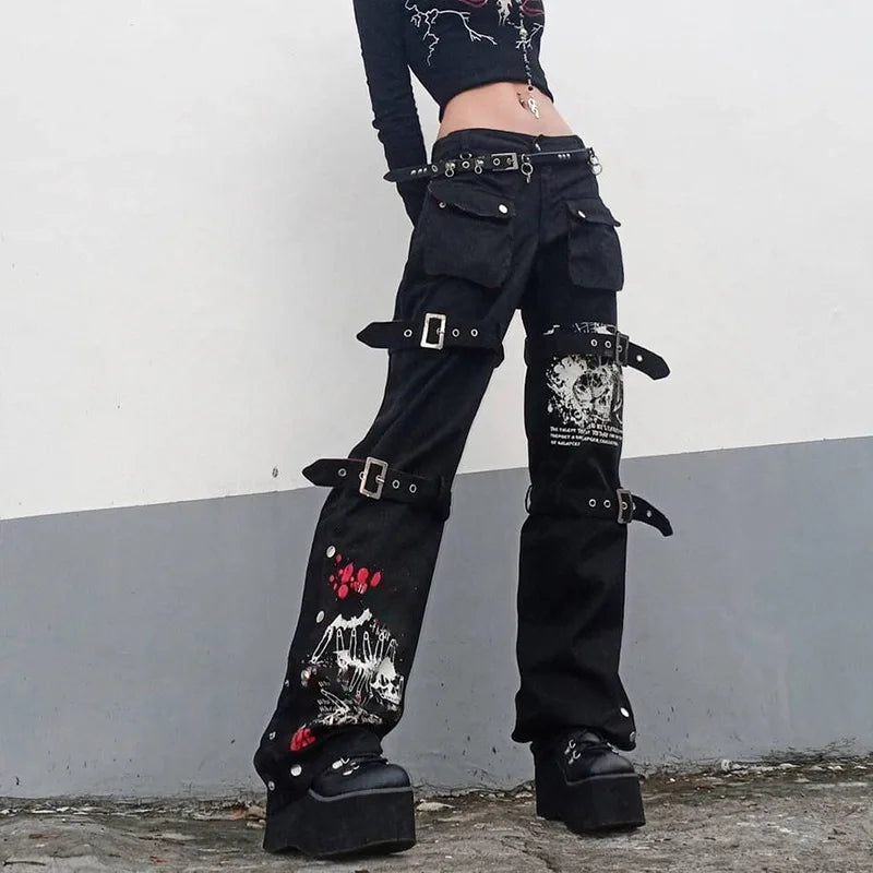 TOKYONOIR E-Girl Gothic Cargo Pants