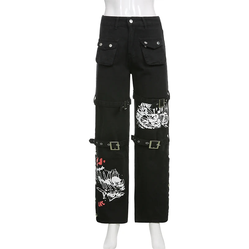 TOKYONOIR E-Girl Gothic Cargo Pants
