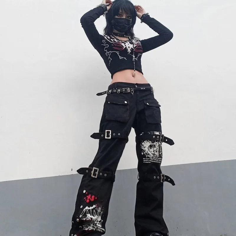 TOKYONOIR E-Girl Gothic Cargo Pants