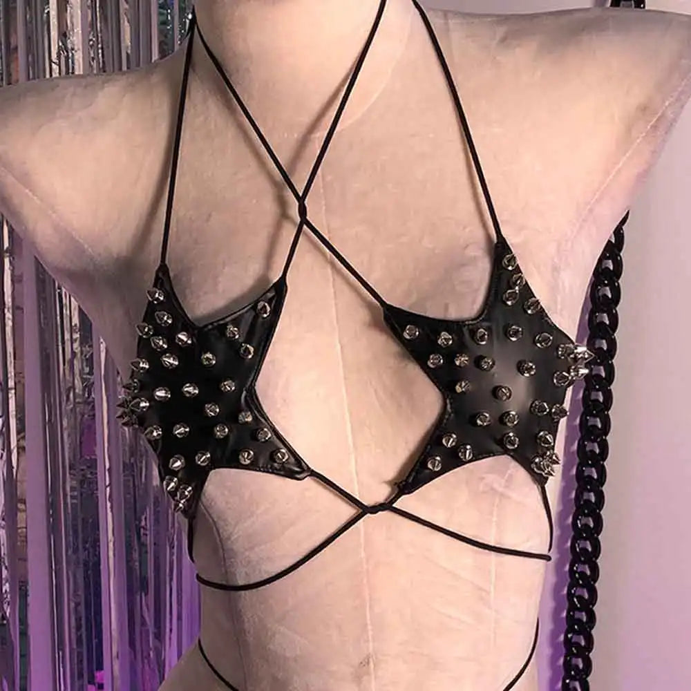 Goth Y2K Spike Strap Top