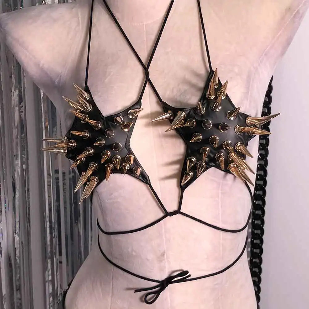 Goth Y2K Spike Strap Top