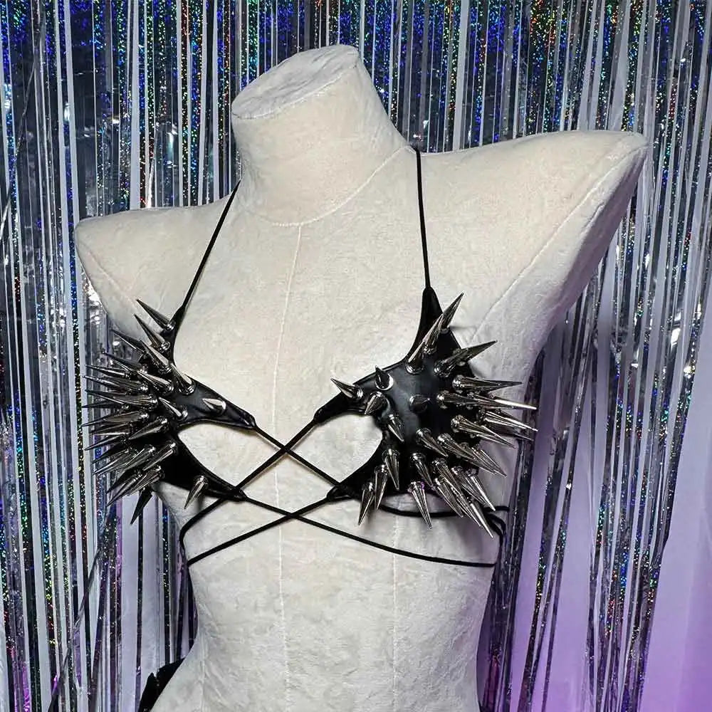 Goth Y2K Spike Strap Top