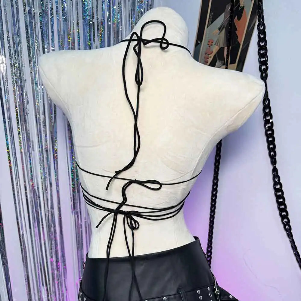 Goth Y2K Spike Strap Top
