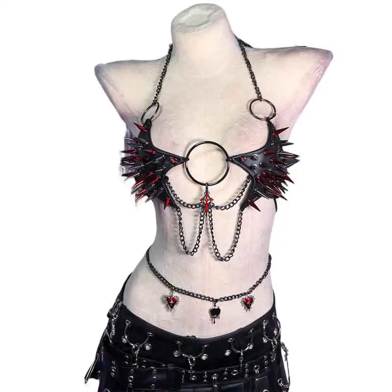 Goth Y2K Spike Strap Top