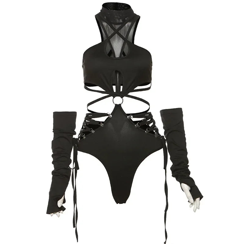 TOKYONOIR Cyber Y2K Cut-Out Bodysuit