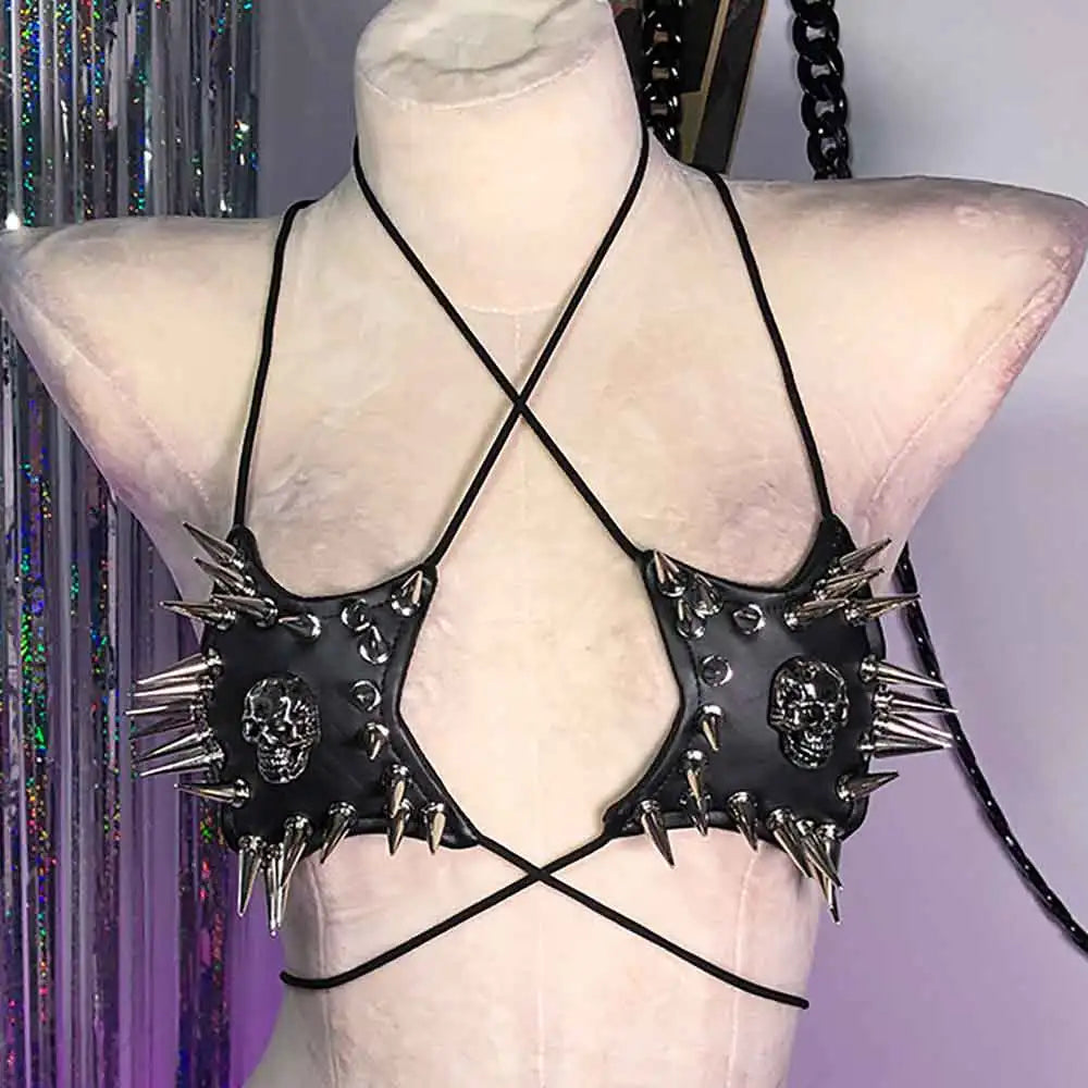 Goth Y2K Spike Strap Top